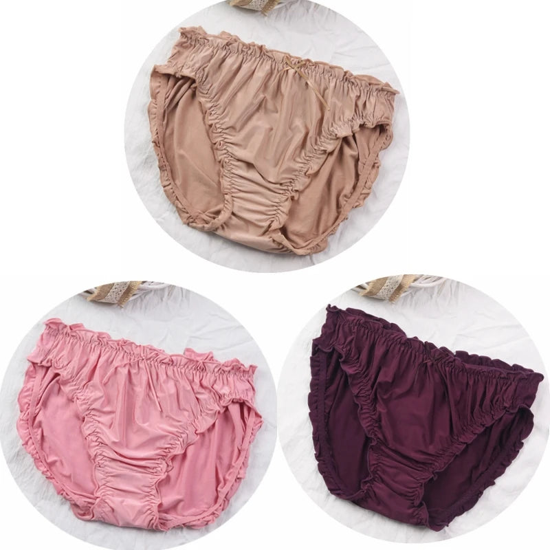 3-Pack Plus Size Ice Silk Modal Briefs – Soft High-Elasticity Women's Underwear (4XL–6XL)