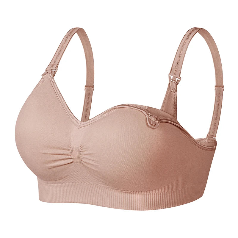 Plus Size Front-Open Seamless Nursing Bra – Wire-Free Padded Postpartum Maternity Bra
