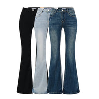 Women's Vintage High Waist Boot Cut Jeans - Distressed Stretch Denim