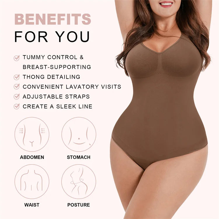 Seamless Thong Bodysuit Shapewear - Full Body Tummy Control