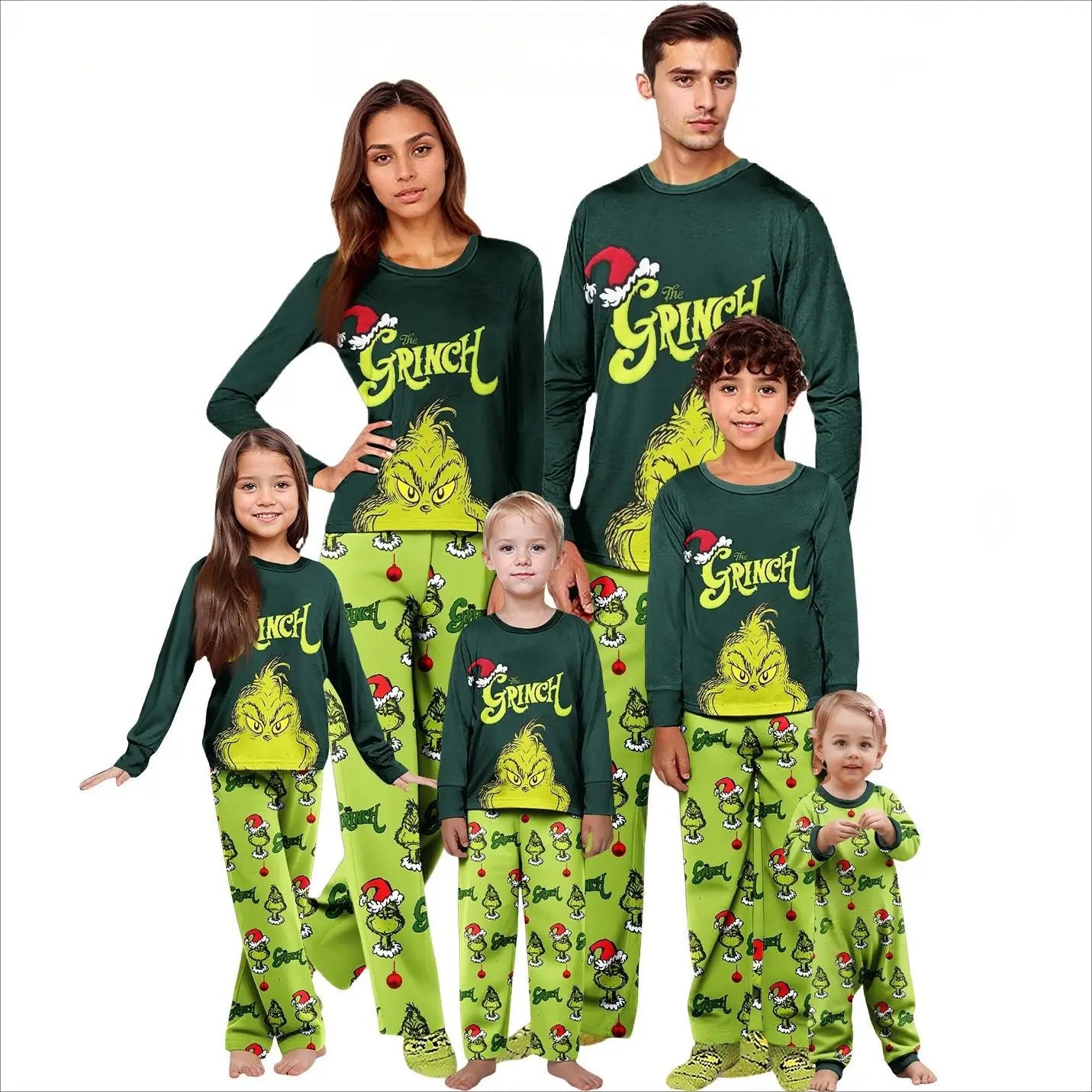 Drop Shipping New Autumn Winter Crew Neck Family Matching Pajamas Christmas Parent-child Wear Long Sleeve Xmas Family PJS