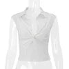 Twisted Front V-Neck Crop Top – Sexy Slim Fit Short Sleeve Women's Streetwear Tee