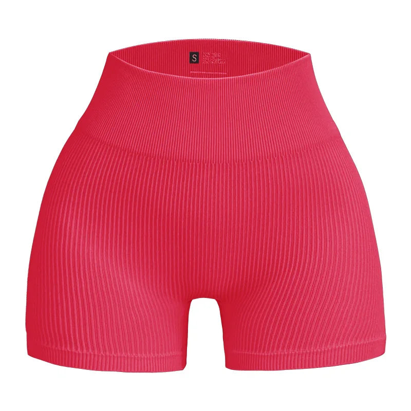 Women's Ribbed High Waist Yoga Shorts — Seamless, Sweat-Wicking, Push-Up Active Wear