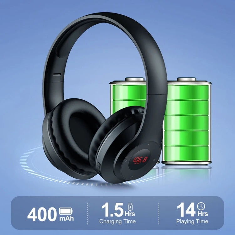 X5 Portable FM Radio Headphones – Foldable Wireless Headset with LCD Display