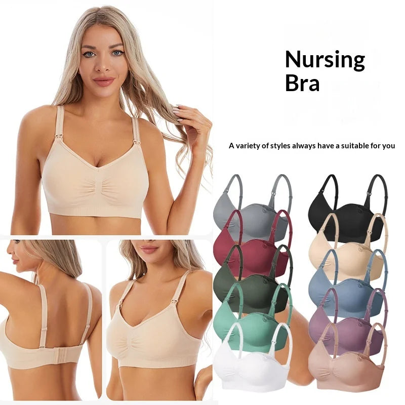 Seamless Maternity & Nursing Bra – Wire-Free Front-Opening Breastfeeding Underwear