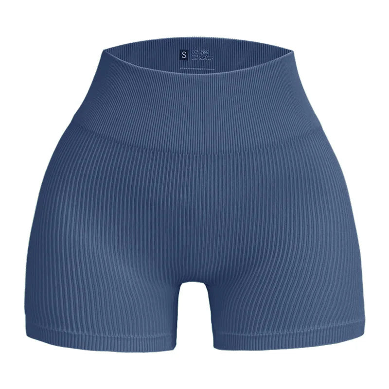 Women's Ribbed High Waist Yoga Shorts — Seamless, Sweat-Wicking, Push-Up Active Wear