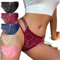 Sexy Lace G-String – Rhinestone Letter Strap & Hollow-Out Mesh Design