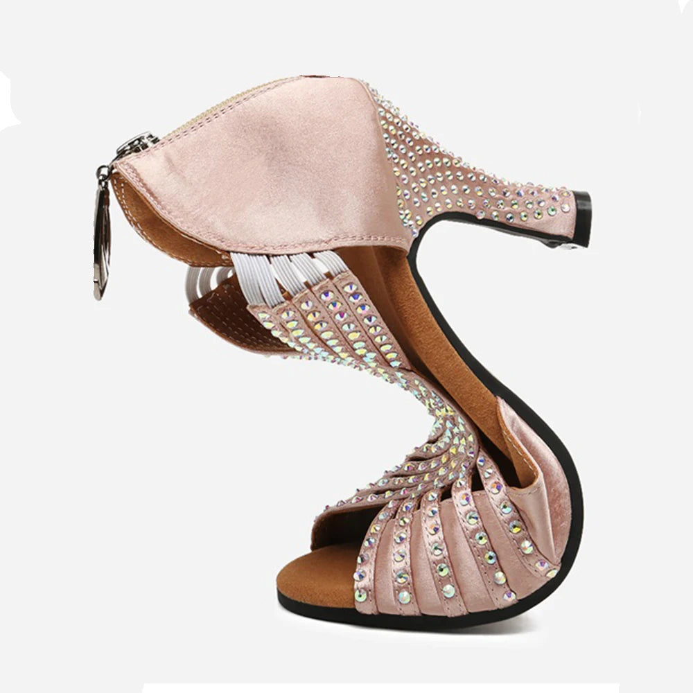 Zapatos de Baile Latino con Diamantes - Salsa Tango Mujer