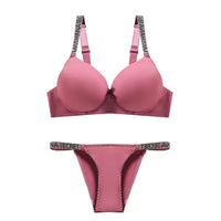 Rhinestone Strap Sexy Lingerie Set – Underwire Push-Up Bra & Bikini