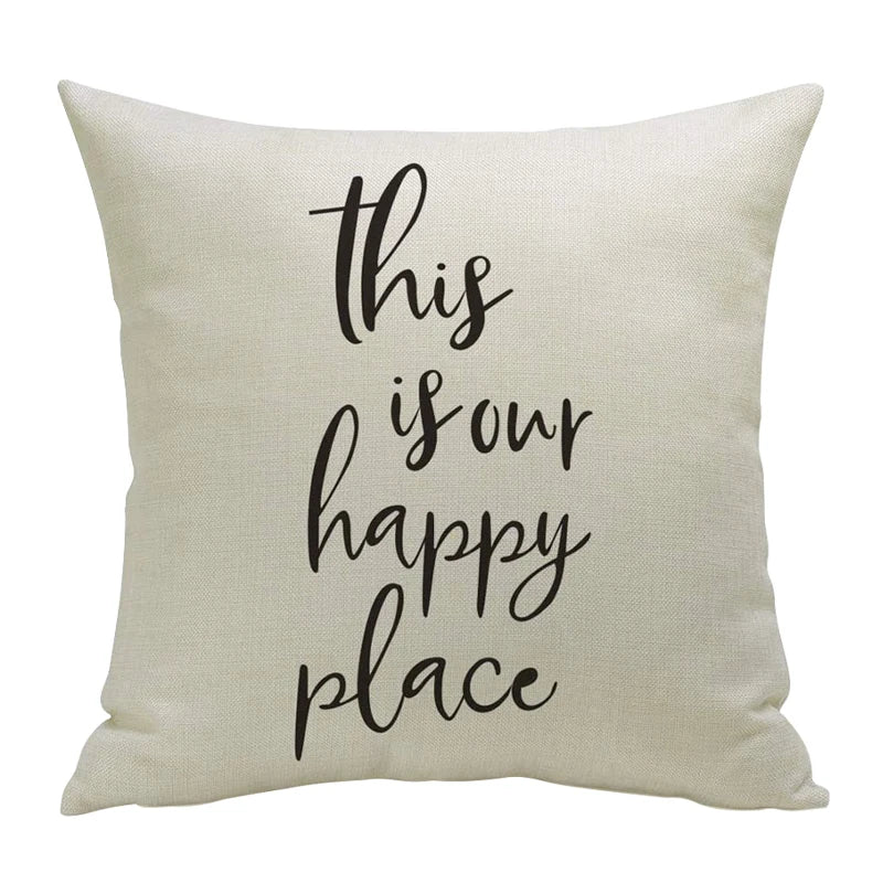 CANIRICA Letter Print Cushion Cover 45x45cm | Faux Linen Decorative Pillow Case