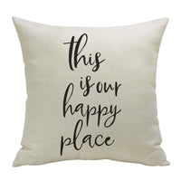 CANIRICA Letter Print Cushion Cover 45x45cm | Faux Linen Decorative Pillow Case