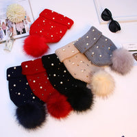 Gorro Invierno Mujer con Pompones y Perlas - Beanie Lana Tejido Cálido y Elegante
