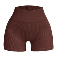 Women's Ribbed High Waist Yoga Shorts — Seamless, Sweat-Wicking, Push-Up Active Wear