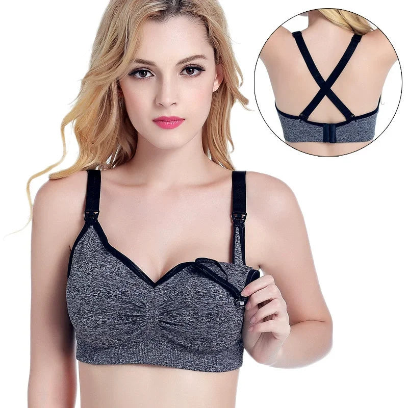 Front-Open Halter Nursing Bra – Wire-Free Push-Up Triangle Cup Maternity Bra