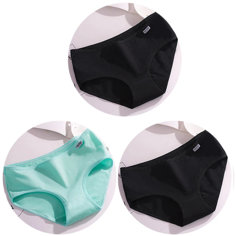 Set de 3 Panties de Algodón - Ropa Interior de Talle Medio Tallas Plus