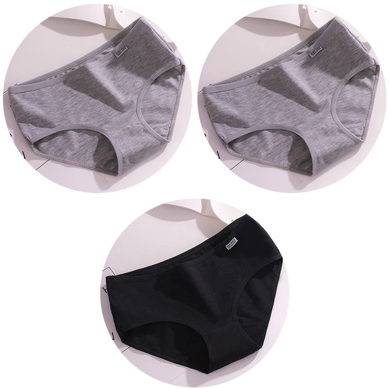 Set de 3 Panties de Algodón - Ropa Interior de Talle Medio Tallas Plus