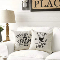 CANIRICA Letter Print Cushion Cover 45x45cm | Faux Linen Decorative Pillow Case