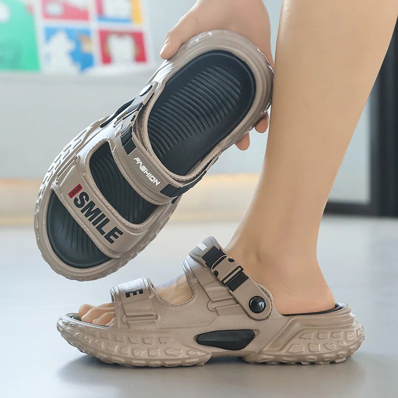 Men's Thick Sole Sport Slides - Waterproof Non-Slip Summer Sandals