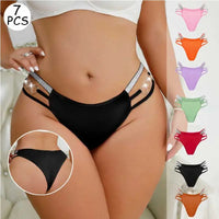 Black Shimmer Strap T-Back Thong – Heart Metal Ring Double Band Low-Rise Panties