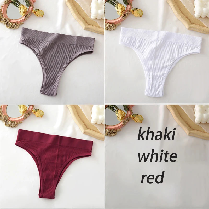 Set de 3 panties sin costuras de talle alto para mujer
