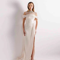 Sharon Said Off Shoulder Mermaid Gown with Train - Luxury Evening Dress