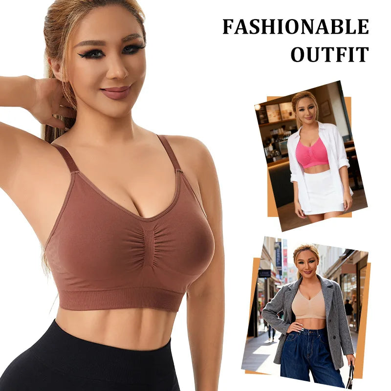 Plus Size Deep Cup Seamless Bra – Wire-Free Back Fat Coverage Full Support