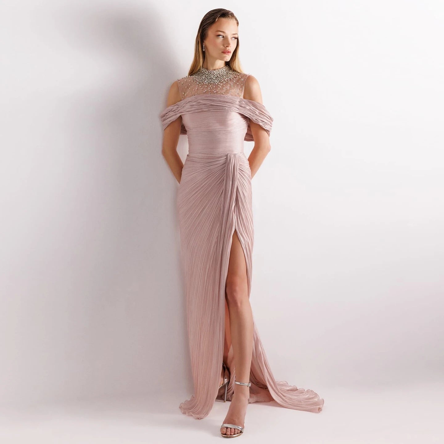Sharon Said Off Shoulder Mermaid Gown with Train - Luxury Evening Dress