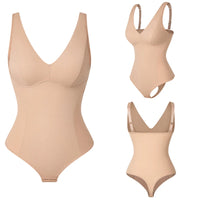 Women's Shapewear Bodysuit - V Neck Waist Trainer with Thong Design