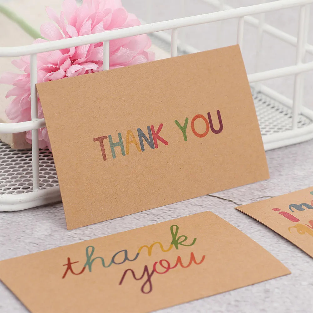 30PCS Online Retail Cardstock Package "Thank You For Your Order" Postcards Greeting Labels Kraft Paper Cards Express Appreciate
