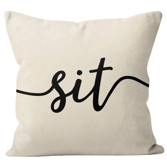 CANIRICA Letter Print Cushion Cover 45x45cm | Faux Linen Decorative Pillow Case