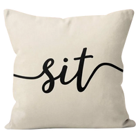 CANIRICA Letter Print Cushion Cover 45x45cm | Faux Linen Decorative Pillow Case