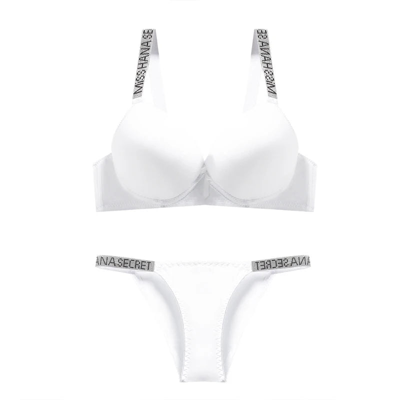 Women's Push-Up Bra & Bikini Set – Rhinestone Detail Everyday Comfort Underwear