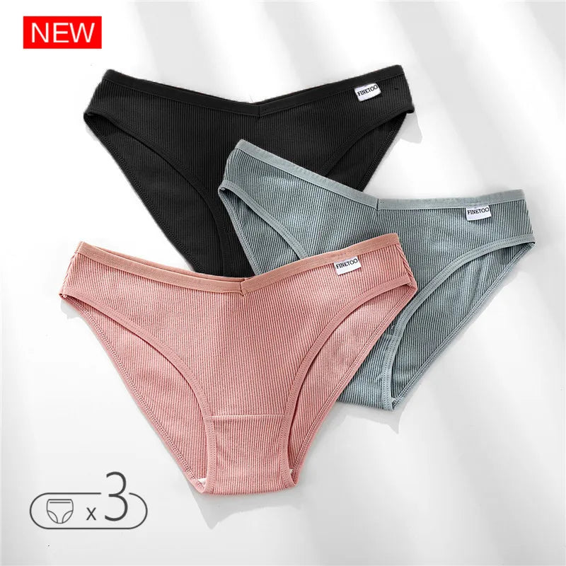 Set de 3 Panties de Algodón - Ropa Interior Cómoda FINETOO M-4XL