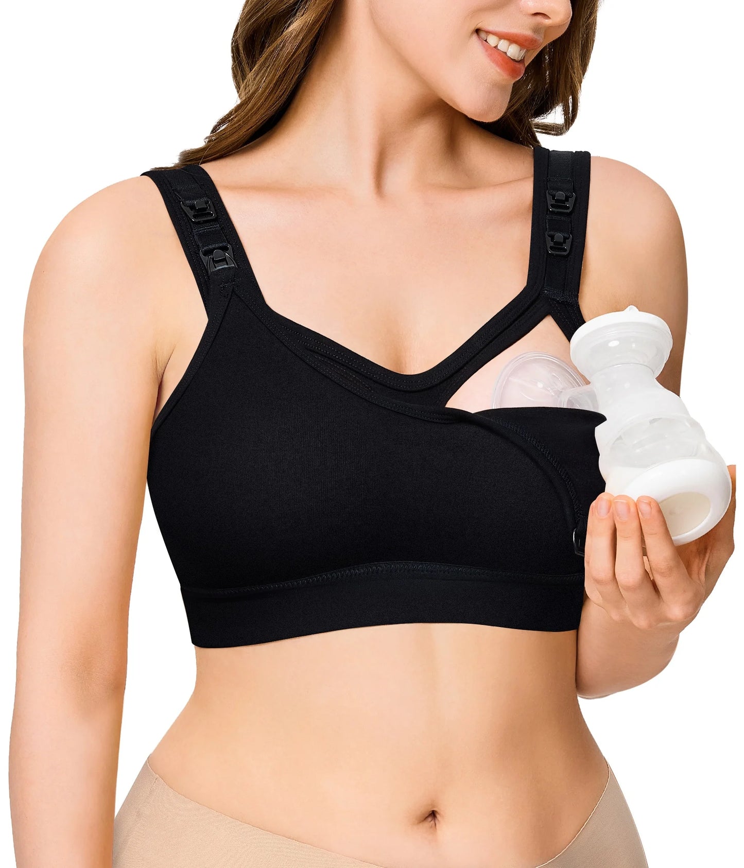 Plus Size Nursing Bra – Adjustable Straps & Removable Cups Wire-Free Maternity Bra