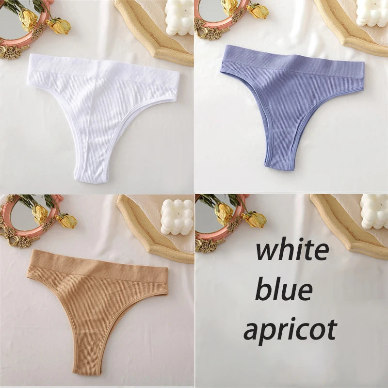 Set de 3 panties sin costuras de talle alto para mujer