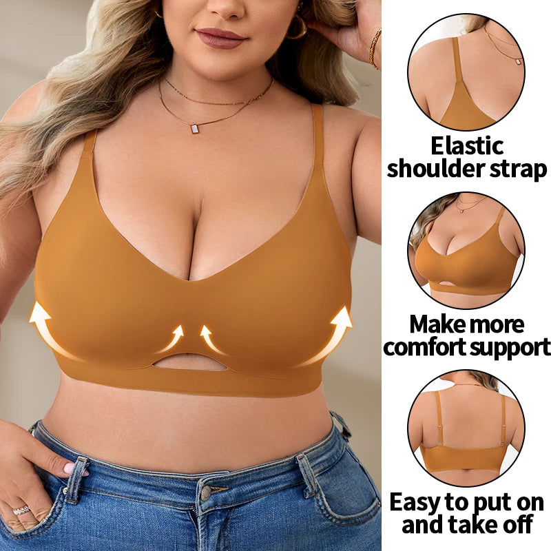 Plus Size Wireless Sports Bra | Seamless Push-Up, Low Back | Sizes XL–4XL