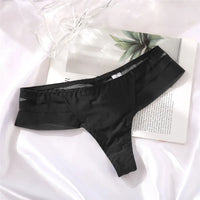 Ice Silk Hollow-Out T-Back G-String – See-Through Low-Rise Cheeky Thong Panties