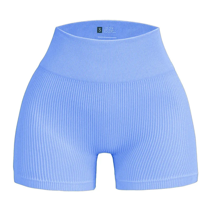 Women's Ribbed High Waist Yoga Shorts — Seamless, Sweat-Wicking, Push-Up Active Wear