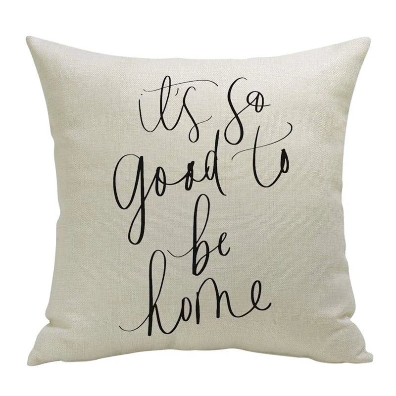 CANIRICA Letter Print Cushion Cover 45x45cm | Faux Linen Decorative Pillow Case