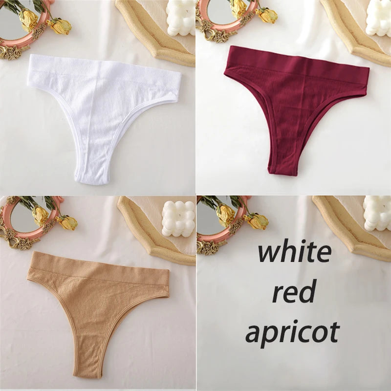 Set de 3 panties sin costuras de talle alto para mujer