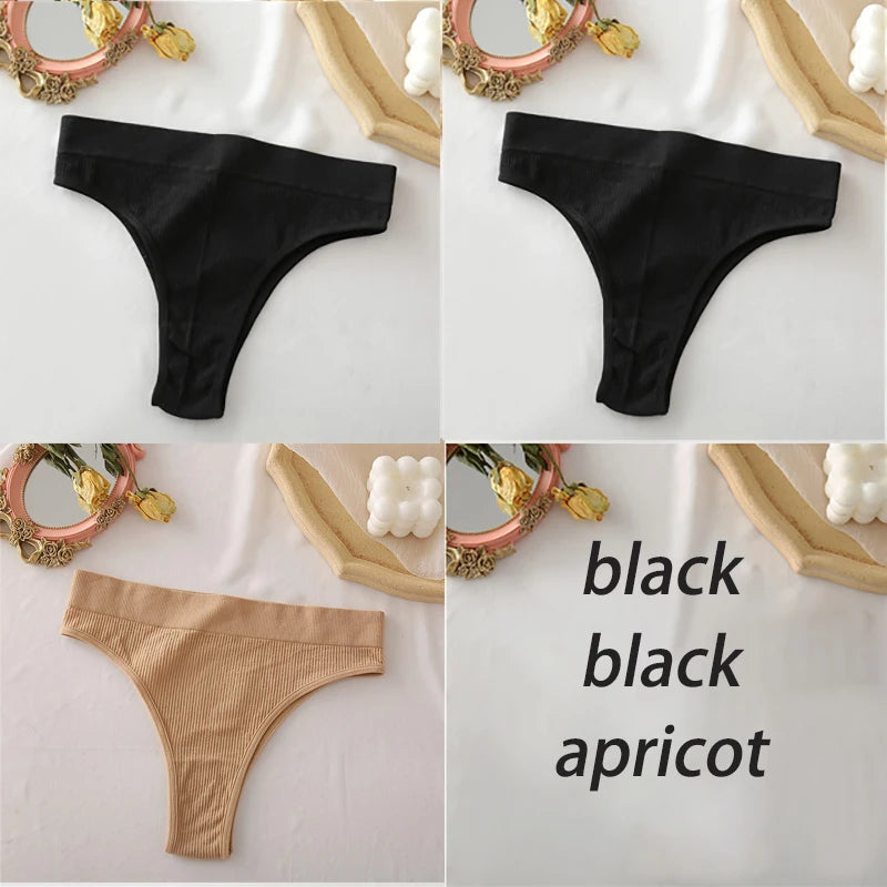 Set de 3 panties sin costuras de talle alto para mujer