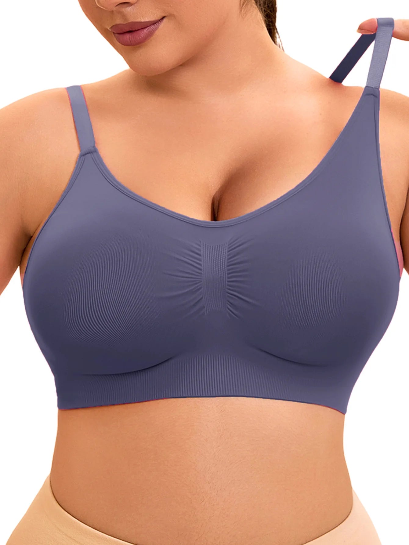 High Support Seamless Yoga Bralette – Wire-Free Ruched Push-Up Sports Bra for Women