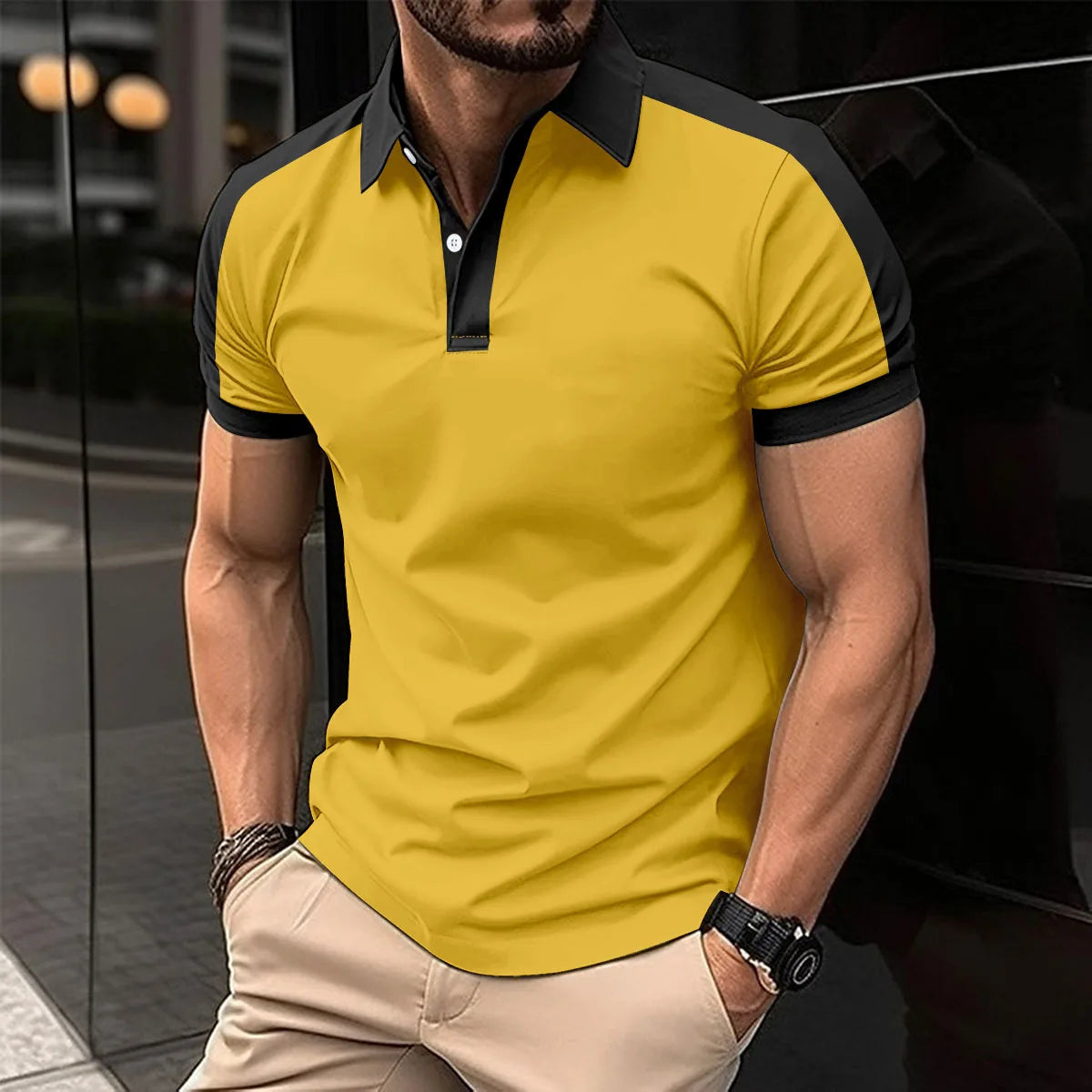 Men's Casual Short Sleeve T-Shirt — Slim Fit, Breathable Polyester-Cotton Blend