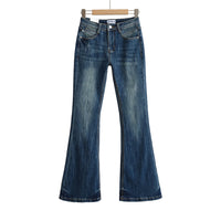 Women's Vintage High Waist Boot Cut Jeans - Distressed Stretch Denim