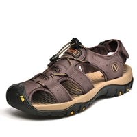 Men's Genuine Leather Outdoor Sandals - Closed-Toe Breathable Summer Shoes