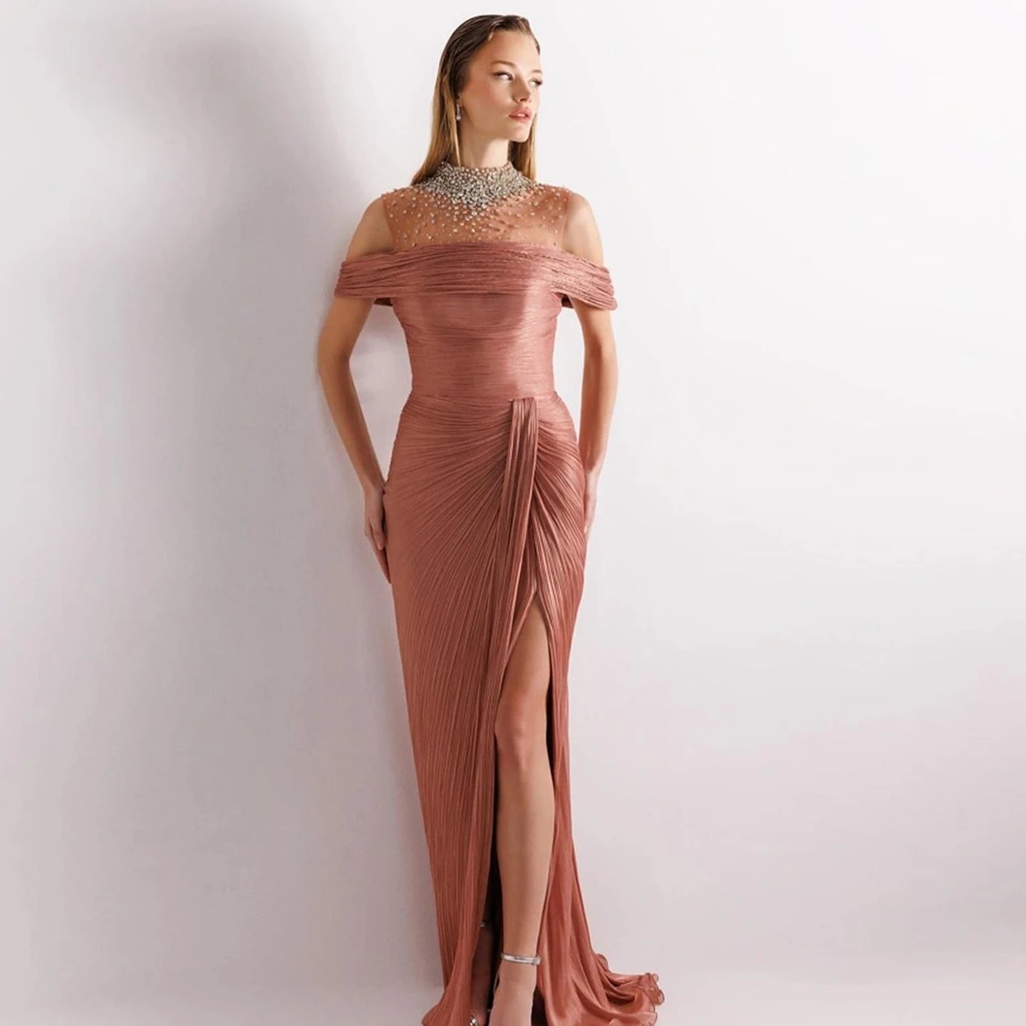 Sharon Said Off Shoulder Mermaid Gown with Train - Luxury Evening Dress