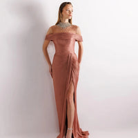 Sharon Said Off Shoulder Mermaid Gown with Train - Luxury Evening Dress