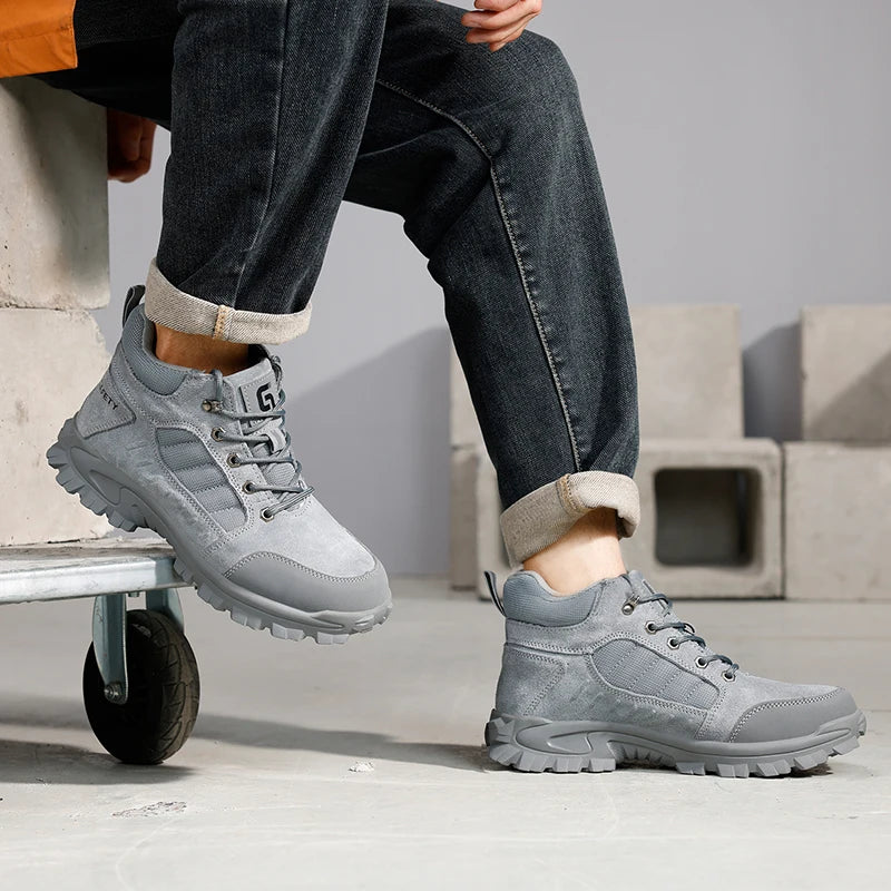 GUYISA Steel Toe Rubber Mesh Safety Shoes Anti-impact And Puncture-resistant High Top Men
