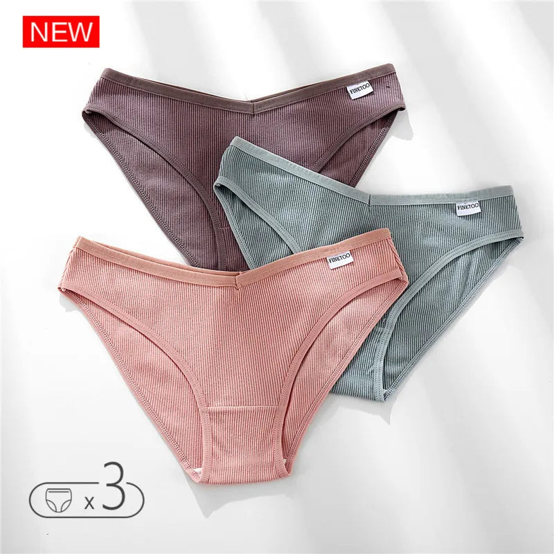 Set de 3 Panties de Algodón - Ropa Interior Cómoda FINETOO M-4XL