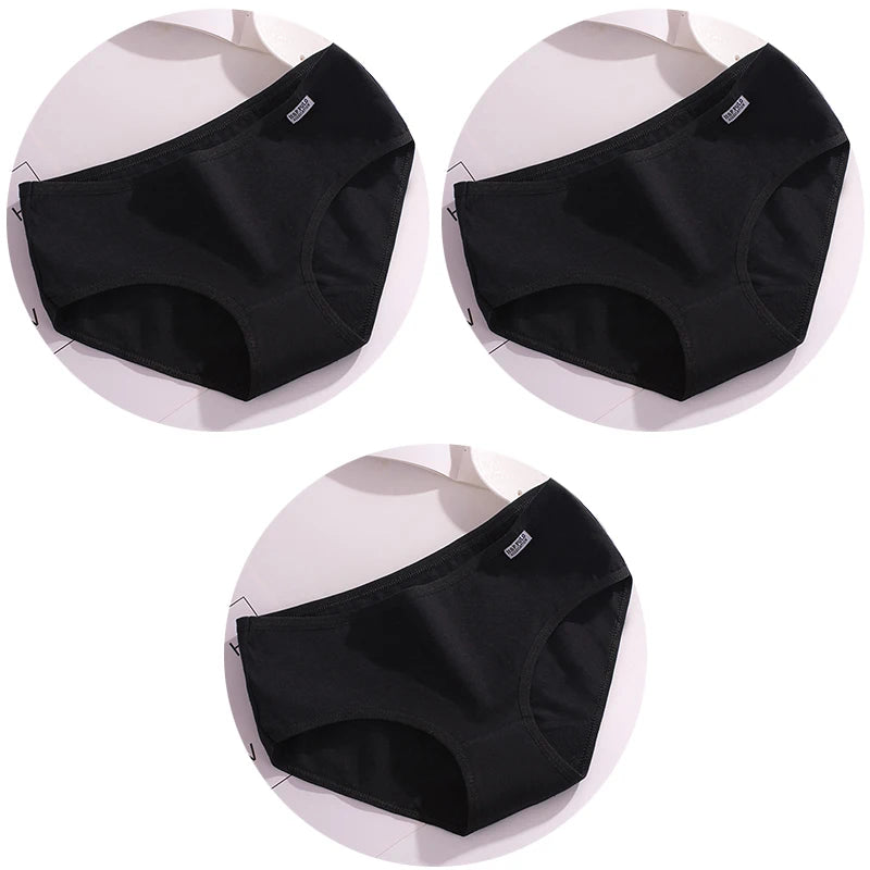 Set de 3 Panties de Algodón - Ropa Interior de Talle Medio Tallas Plus